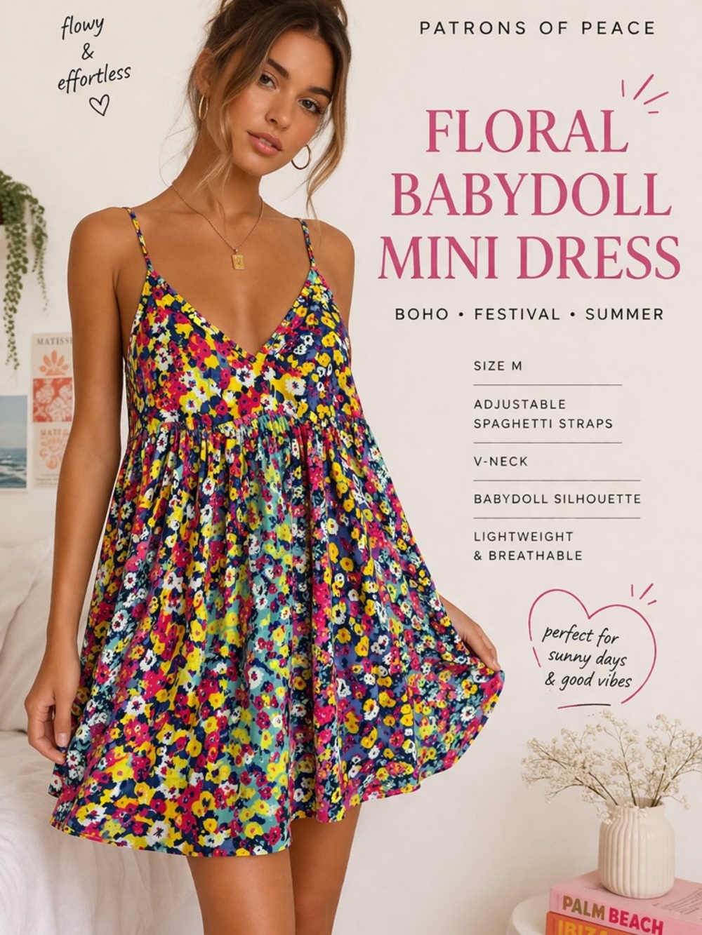Patrons of Peace Floral Babydoll Festival Dress in Yellow, Blue, Pink